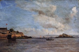 Douarnenez, donanma, Ağustos 1865 (tuval üzerine yağlı boya) by Emmanuel Lansyer