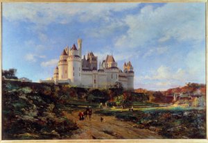 Emmanuel Lansyer (1835-1893) 19. yüzyıl Beauvais tarafından Oise Tablosunda Pierrefonds kalesinin görünümü. Musee Departemental de l