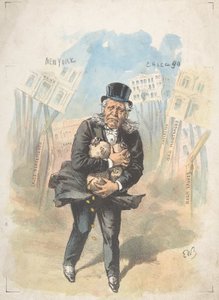 Bankalar Çökerken Para Çantalarını Elinde Tutan Adam, 19. yüzyılın sonları - 20. yüzyılın başlarında. by Emmanuel Wyttenbach