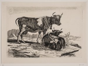 Bir manzara içinde iki inek by Emmerik Høegh Guldberg