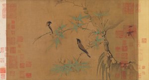 İspinozlar ve bambu, 12. yüzyılın başlarında. by Emperor Huizong