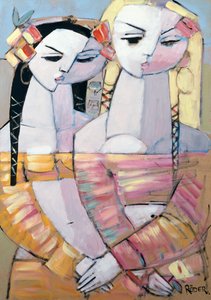 Saçlarında çiçeklerle, 2008 (gemide yağ) by Endre Roder