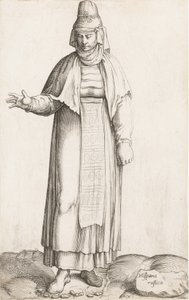 Kostüm Plakası: Kaya üzerinde etiketli Hispana Rustica, yakl. 1557-58. by Enea Vico