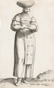 Kostüm Plakası: Hispania Rustica mul. yerde etiketli, ca. 1557-58.
