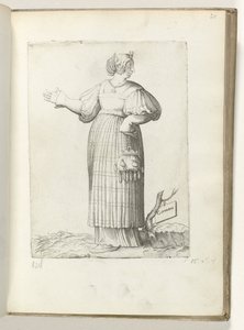 Germana (nesne üzerindeki başlık) Vrouw gekleed volgens de Duitse modu yaklaşık 1550 Çağdaş tüccarların tutumu (dizi başlığı) by Enea Vico