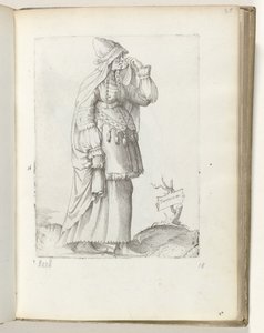Tartarus m(ulier) (nesne üzerindeki başlık) Tartaarse vrouw, ca. 1550 Çağdaş tüccarların tutumu (dizi başlığı) by Enea Vico