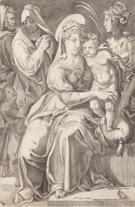 Aziz Anne ve Aziz Catherine ile Kutsal Aile, 1542, 1627-50 yayınlandı. by Enea Vico
