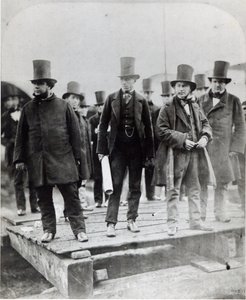 (Soldan Sağa) John Scott Russell, Henry Wakefield, Isambard Kingdom Brunel ve Lord Derby, SS Great Eastern