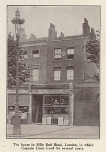 88 Mile End Road, Londra, İngiliz kaşif Kaptan James Cook'un 1764'ten ölümüne kadar yaşadığı ev (s/b fotoğraf) by English Photographer