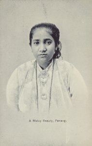 Bir Malay Güzeli, Penang (b/w fotoğraf) by English Photographer