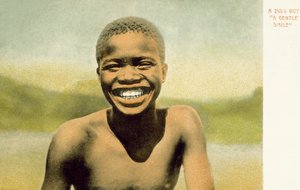Bir Zulu çocuğu, nazik bir gülümseme (renkli fotoğraf) by English Photographer