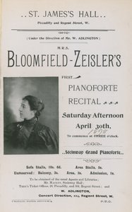 Fannie Bloomfield-Zeisler tarafından bir konser için reklam by English Photographer