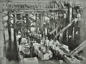 Blackfriars Köprüsü: inşaat işçileri, 1869 by English Photographer