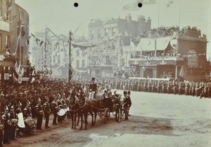 Blackwall Tüneli: Galler Prensi, daha sonra Kral VII. Edward ve Prenses İskenderiye tünelin tören açılışına katılıyor, 1897 by English Photographer