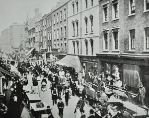 Brick Lane Pazarı, Brick Lane: genel görünüm, 1895 by English Photographer