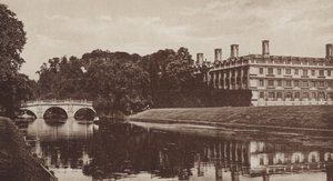 Clare College ve Bridge, Cambridge (s/b fotoğraf) by English Photographer