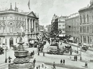 Londra Pavyonu, Piccadilly Circus, Westminster LB: doğuya bakış, 1896 by English Photographer