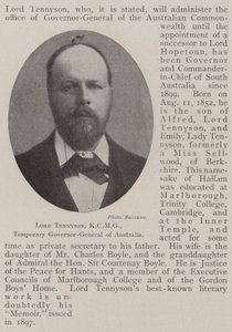 Lord Tennyson, KCMG, Avustralya Geçici Genel Valisi by English Photographer