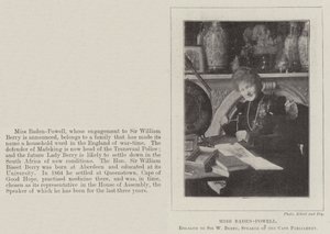 Bayan Baden-Powell, Cape Parlamentosu Başkanı Sir W Berry ile nişanlandı by English Photographer