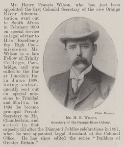 Bay HF Wilson, Orange River Kolonisi Sekreteri by English Photographer