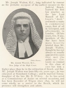 Bay Joseph Walton, KC, Yüksek Mahkemenin Yeni Hakimi by English Photographer