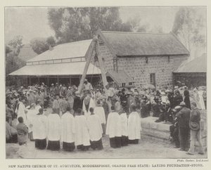 St Augustine Yeni Yerli Kilisesi, Modderspoort, Orange Free State, Temel Taşı döşeme by English Photographer
