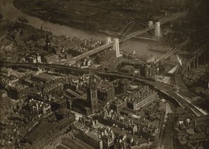 Newcastle Upon Tyne: Newcastle Upon Tyne ve Tyne Köprüsü (b/w fotoğraf) by English Photographer