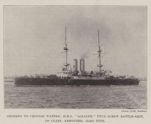 Çin Sularına Sipariş Edildi, HMS Goliath, Çift Vidalı Savaş Gemisi, 1. Sınıf, Zırhlı, 12.950 Ton by English Photographer