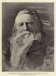 Profesör Ruskin, Brantwood'daki Çalışmasında, Mayıs 1894 by English Photographer