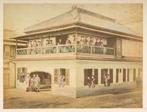 Shinpuro Genelevindeki fahişeler, Takashima-cho, Yokohama, Fotoğrafçı: Stillfried, Raimund von Lucas Koleksiyon: Charles James ve Morton P, Lucas