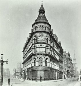 Queen Victoria Street, Mansion House Street Poultry köşesi ve Queen Victoria Street, Londra, 1880 by English Photographer
