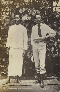 Robert Louis Stevenson, Samoalı bir şefle by English Photographer