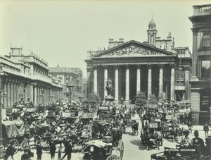 Kraliyet Borsası, Threadneedle Caddesi, Londra Şehri, 1890 by English Photographer