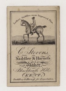 Saddler and Harness Maker, C Stevens, ticari kart by English Photographer