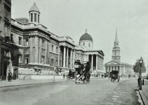Saint Martin in the Fields ve Ulusal Galeri, Trafalgar Meydanı, Westminster LB: kuzey tarafı doğuya bakıyor, 1896 by English Photographer