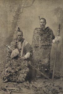 Tawhiao, Maori Kralı ve Binbaşı Wiremu Te Wheoro (s/b fotoğraf) by English Photographer