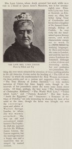 Merhum Bayan Lynn Linton by English Photographer