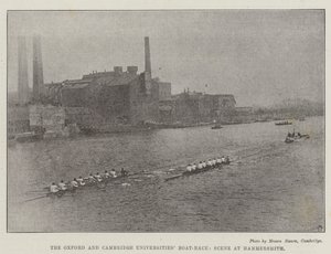Oxford ve Cambridge Üniversiteleri Tekne Yarışı, Hammersmith Sahnesi by English Photographer