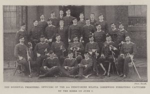 Roodeval Mahkumları, 7 Haziran'da Boers tarafından yakalanan 4. Derbyshire Milisleri (Sherwood Ormancıları) Subayları by English Photographer