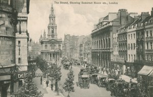 The Strand, gösteren Somerset House ve St Clement Danes, Londra by English Photographer