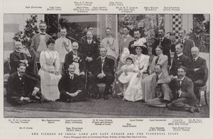 Hindistan Valisi, Lord ve Lady Curzon ve Vigeregal Staff by English Photographer