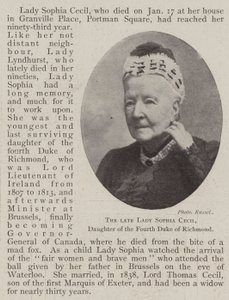 Rahmetli Lady Sophia Cecil, Dördüncü Richmond Dükü