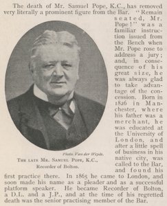 Merhum Bay Samuel Pope, KC, Bolton Kaydedicisi by English Photographer