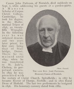 Merhum Rahip John Patteson, Norwich Onursal Kanonu by English Photographer