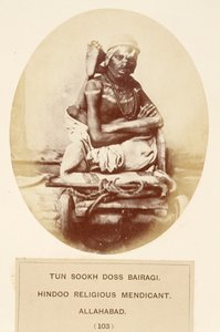 Tun Sookh Doss Bairago, Hindu Dini Mendicant, Allahabad, The People of India, J. Forbes Watson tarafından, 1868 yayınlandı (albüm baskısı) by English Photographer