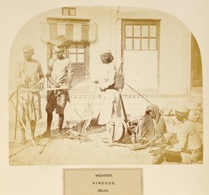Weavers, Hinduos, Delhi, from The People of India, J. Forbes Watson tarafından, 1868