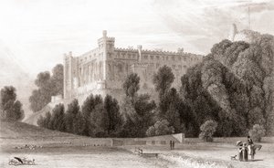 Arundel Kalesi'nin 19. yüzyıl görünümü, Arundel, West Sussex, İngiltere. Churton'ın Portre ve Manzara Galerisi'nden, 1836'da yayınlandı. by English School