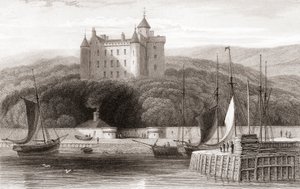 Dunrobin Kalesi'nin 19. yüzyıl görünümü, Sutherland, İskoçya. Churton'ın Portre ve Manzara Galerisi'nden, 1836'da yayınlandı. by English School