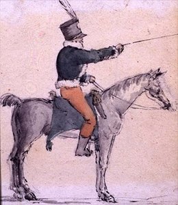 At Sırtında Bir Çocuk Asker, 1820 dolayları (kağıt üzerine suluboya) by English School