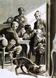 Bir İngiliz askeri olan Patrick Fowler, dört yıl boyunca bir gardıropta saklandı (kağıt üzerine guaj boya) by English School